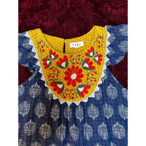 Anthropologie THML Cotton Blend Embroidered Boho Dress S